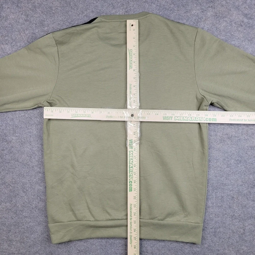 Adidas Sweatshirt Mens Medium Green Fleece Pullover‎ Crewneck 3-Stripes H44049